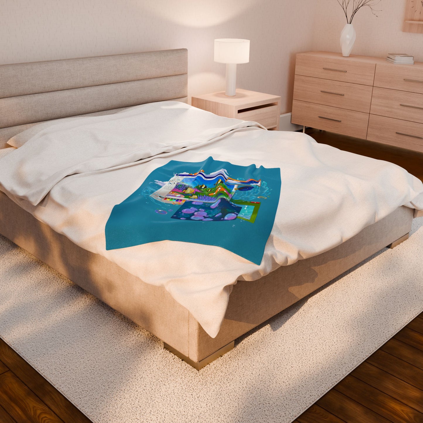 Aquatic Ambience Plush Blanket — Frutiger Aqua Art Velveteen Throw