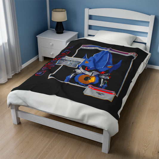 Hand Drawn "Hyper" Metal Sonic Plush Blanket - Black