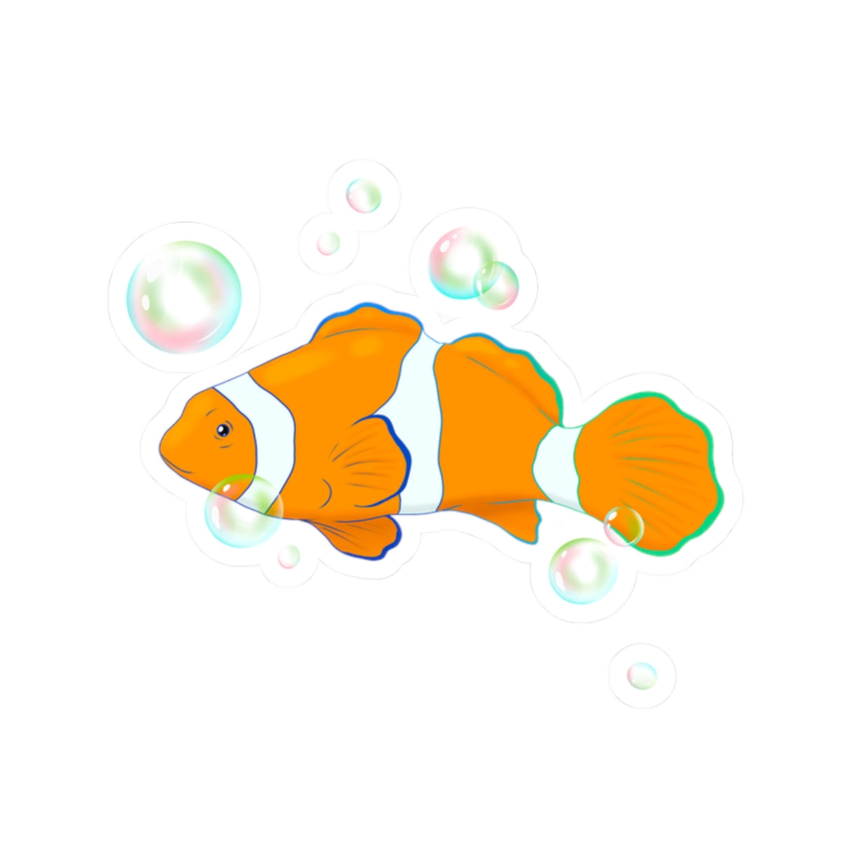Clownfish Bubble Kiss-Cut Sticker — Cute Aquarium Fish Decal