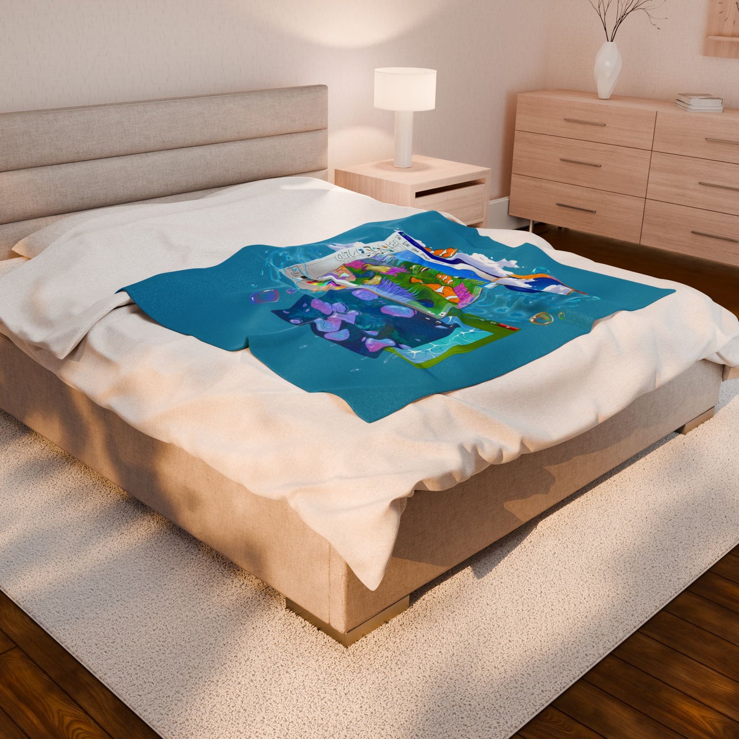 Aquatic Ambience Plush Blanket — Frutiger Aqua Art Velveteen Throw