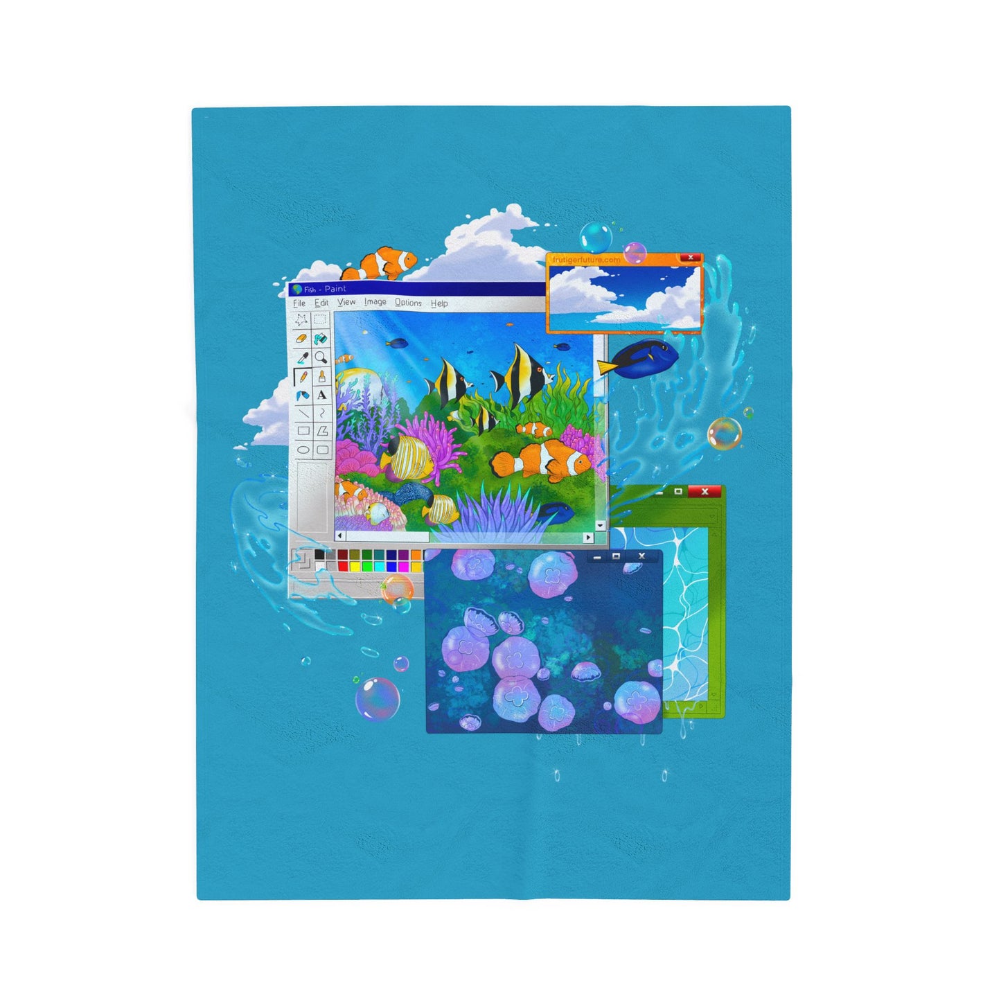 Aquatic Ambience Plush Blanket — Frutiger Aqua Art Velveteen Throw