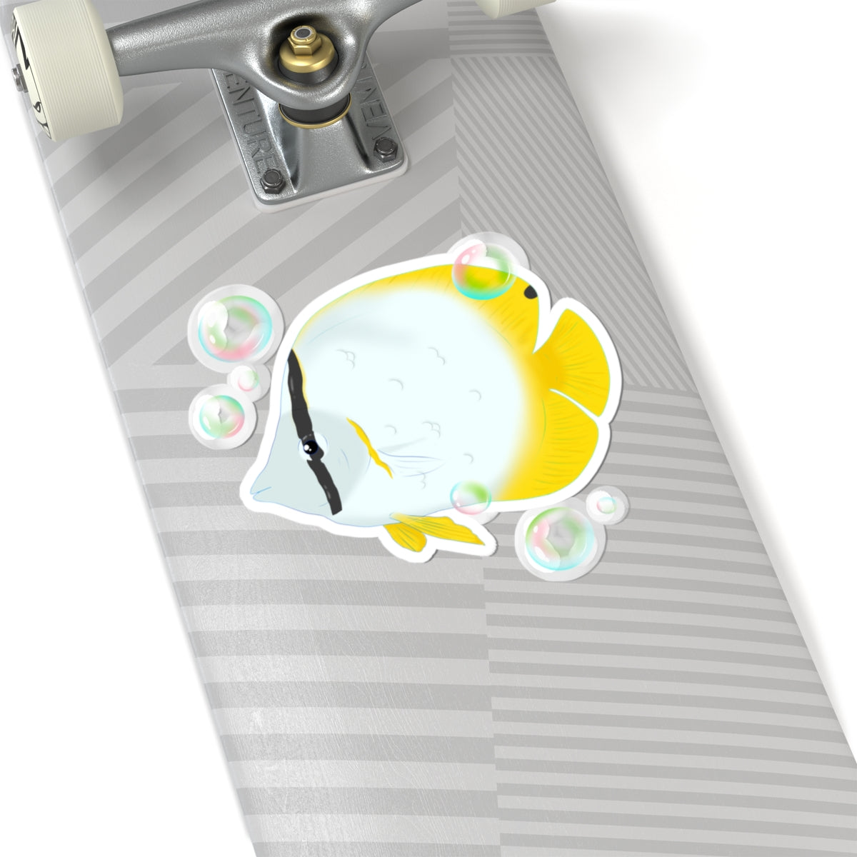 Butterflyfish Kiss-Cut Sticker — Tropical Fish Decal with Bubbles