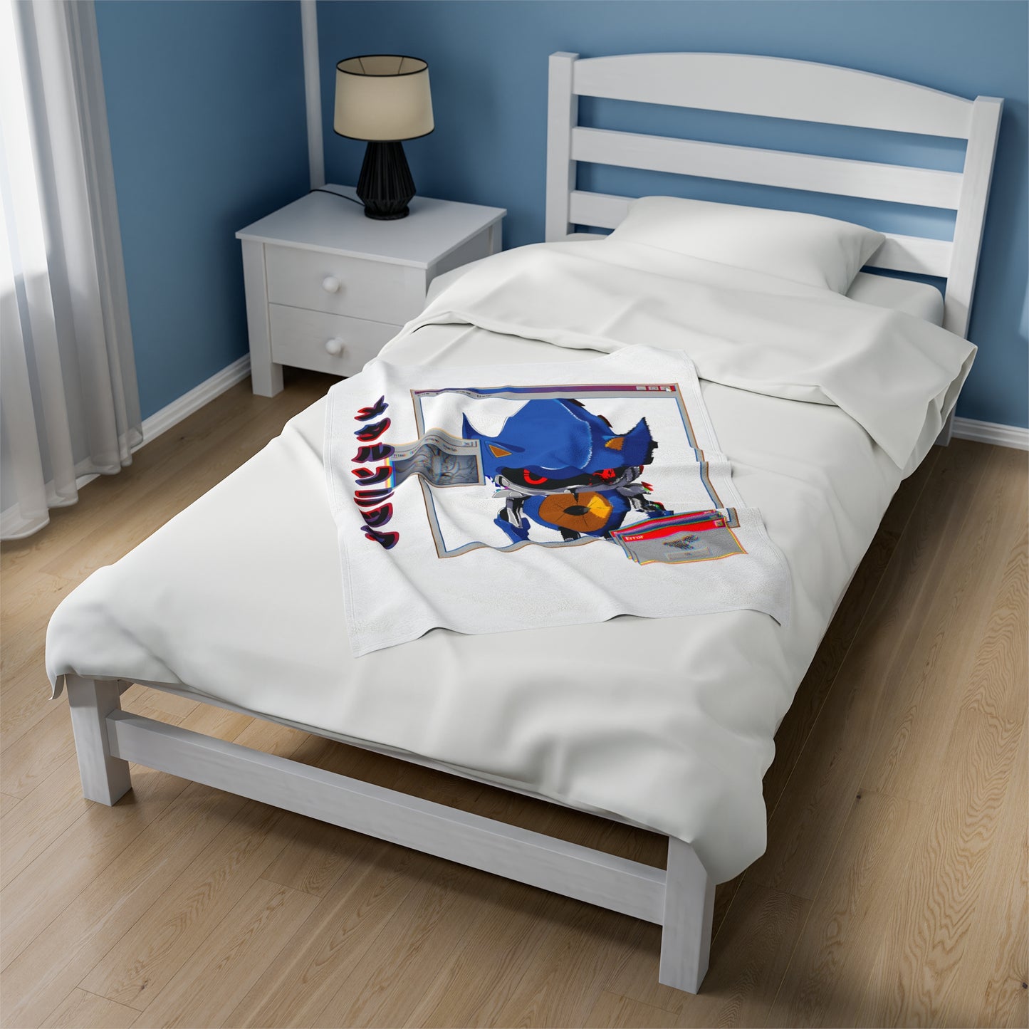 Hand Drawn "Hyper" Metal Sonic Plush Blanket - Black