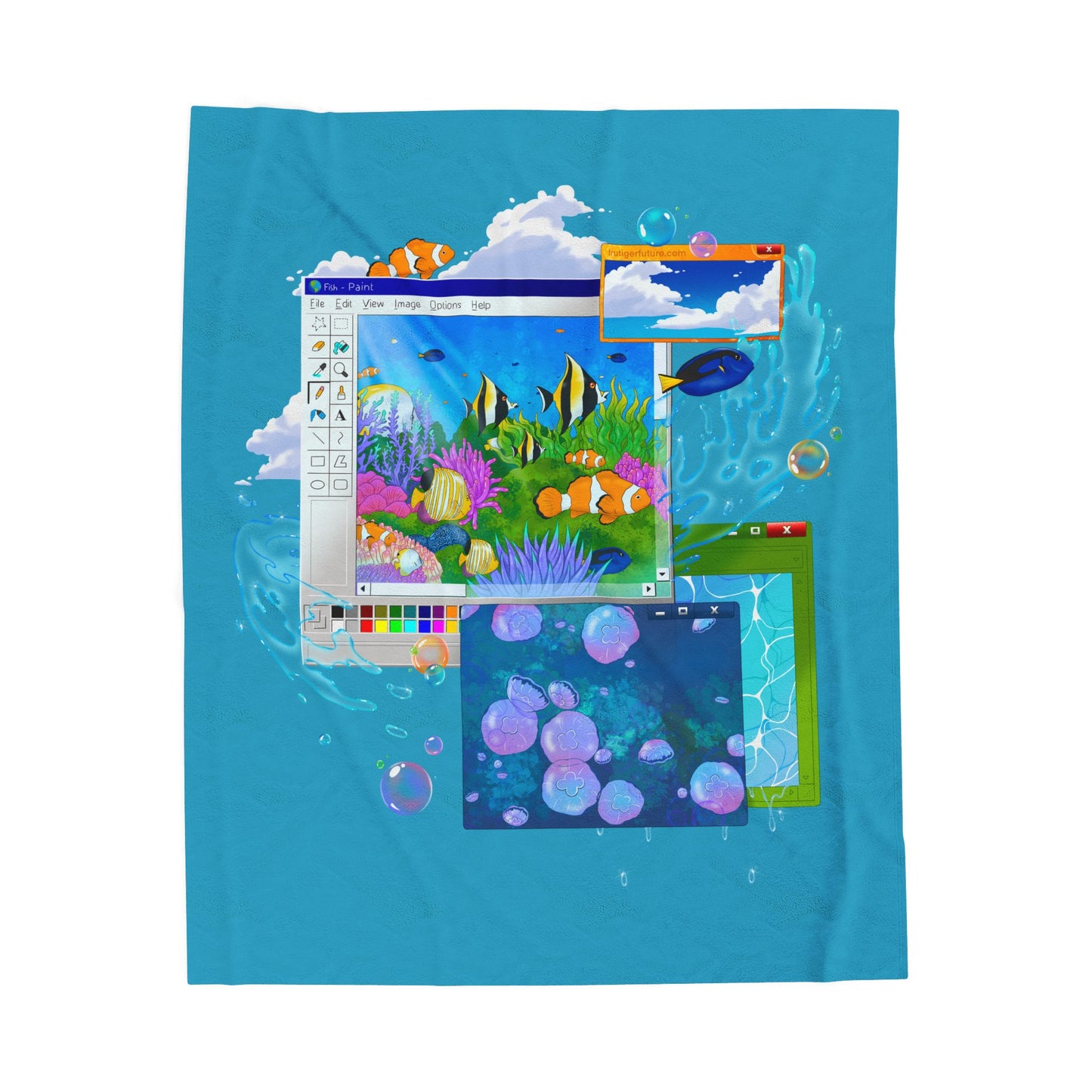 Aquatic Ambience Plush Blanket — Frutiger Aqua Art Velveteen Throw
