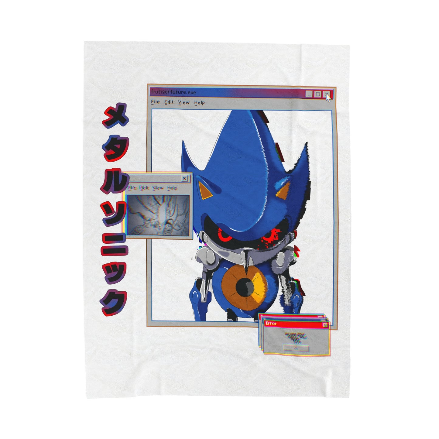 Hand Drawn "Hyper" Metal Sonic Plush Blanket - Black