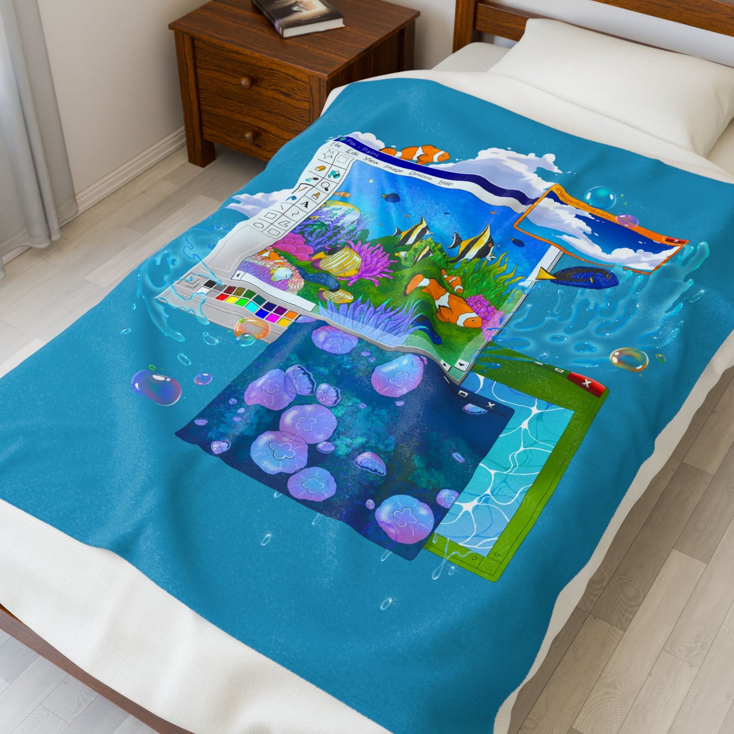 Aquatic Ambience Plush Blanket — Frutiger Aqua Art Velveteen Throw