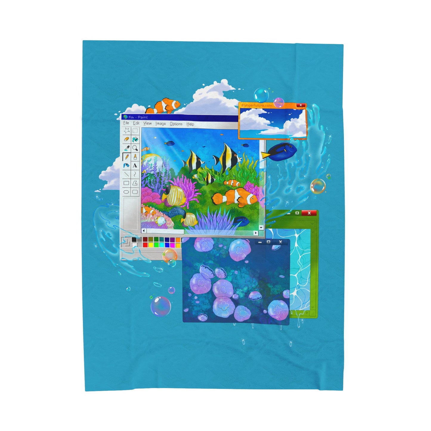 Aquatic Ambience Plush Blanket — Frutiger Aqua Art Velveteen Throw