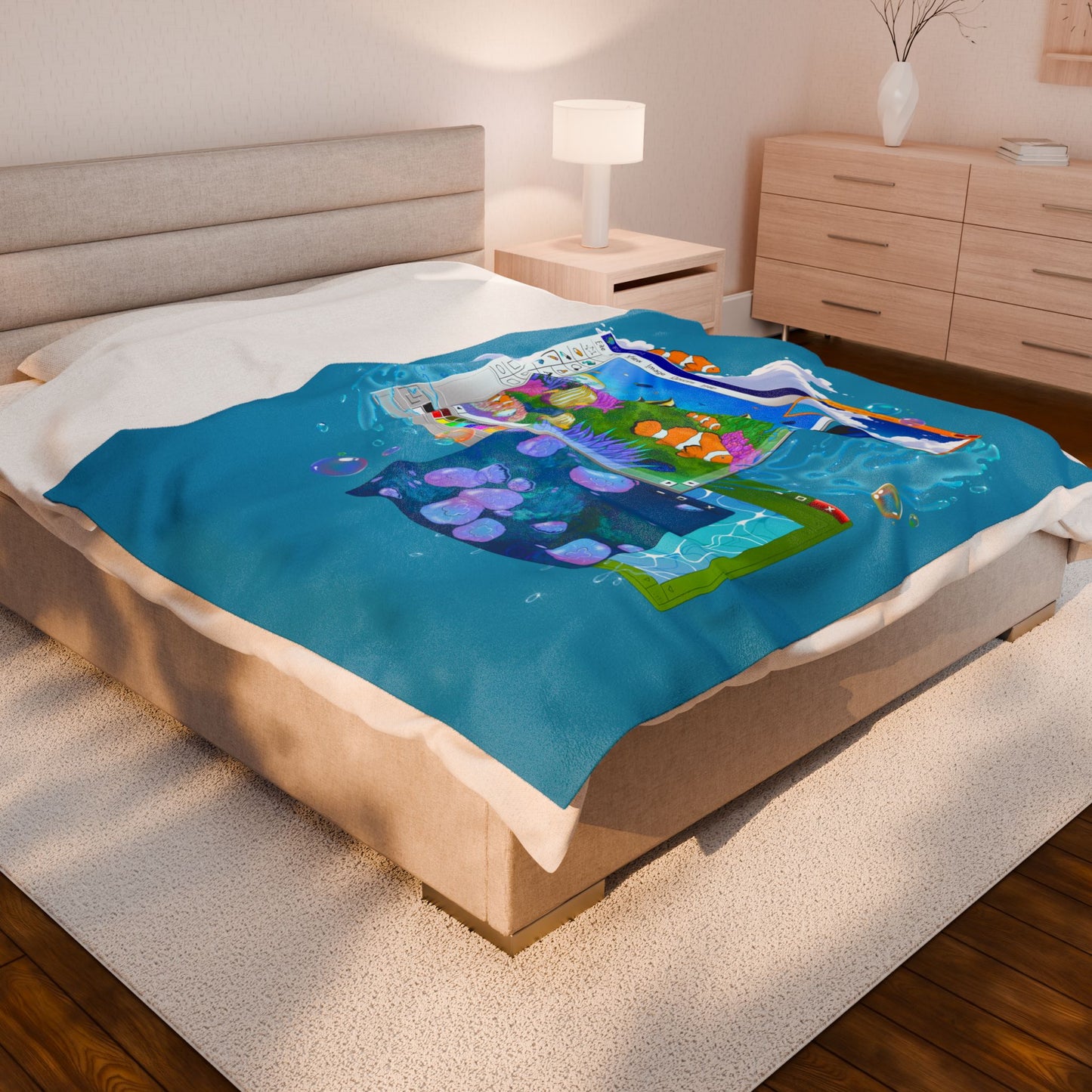 Aquatic Ambience Plush Blanket — Frutiger Aqua Art Velveteen Throw