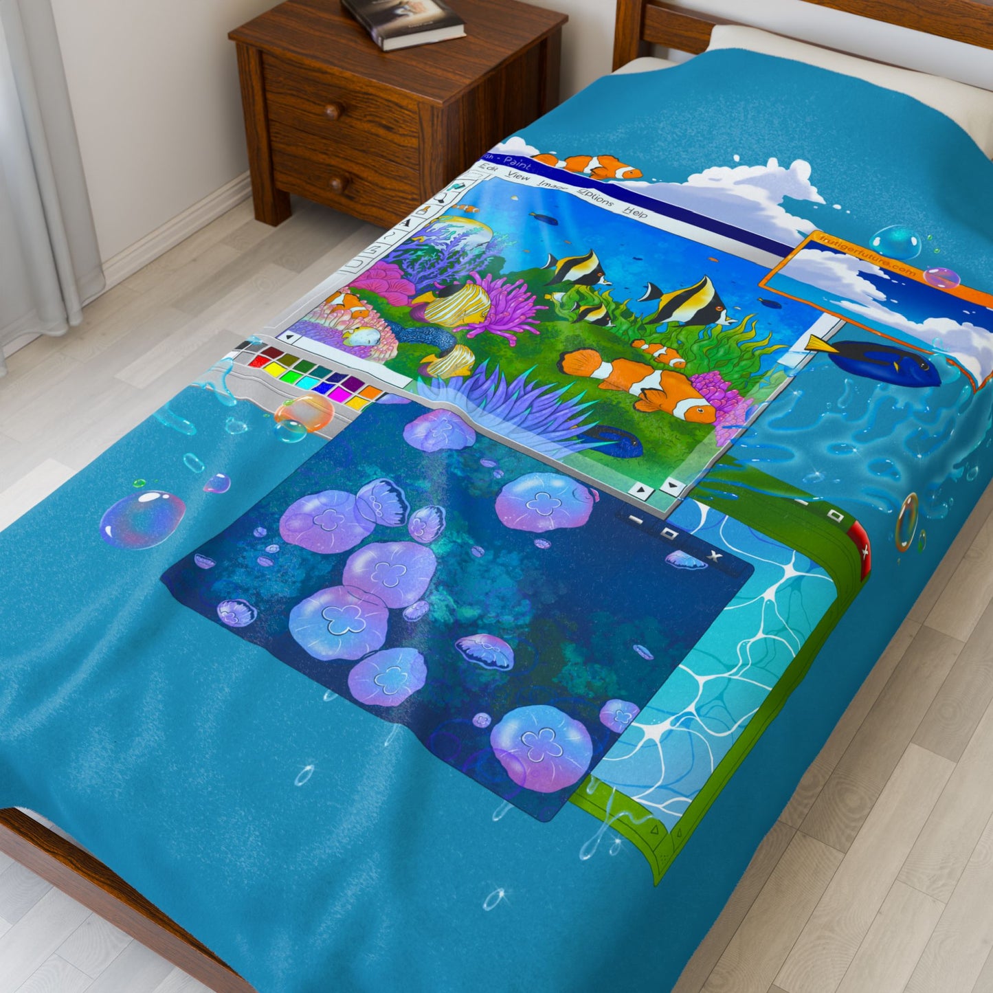 Aquatic Ambience Plush Blanket — Frutiger Aqua Art Velveteen Throw