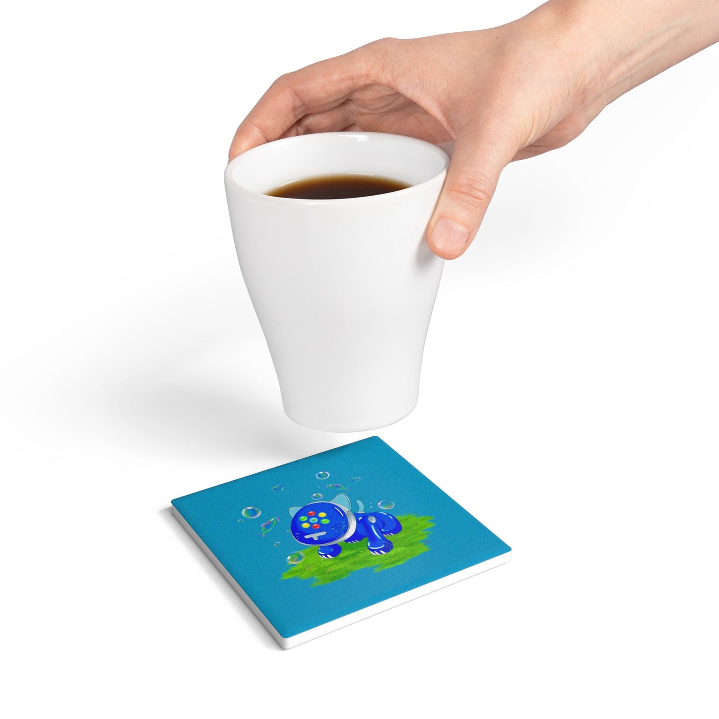 Bubbly iCat Ceramic Coaster