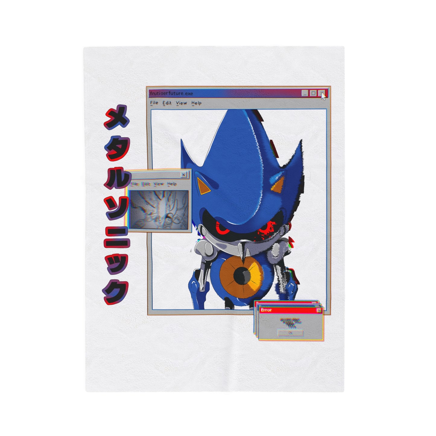 Hand Drawn "Hyper" Metal Sonic Plush Blanket - Black