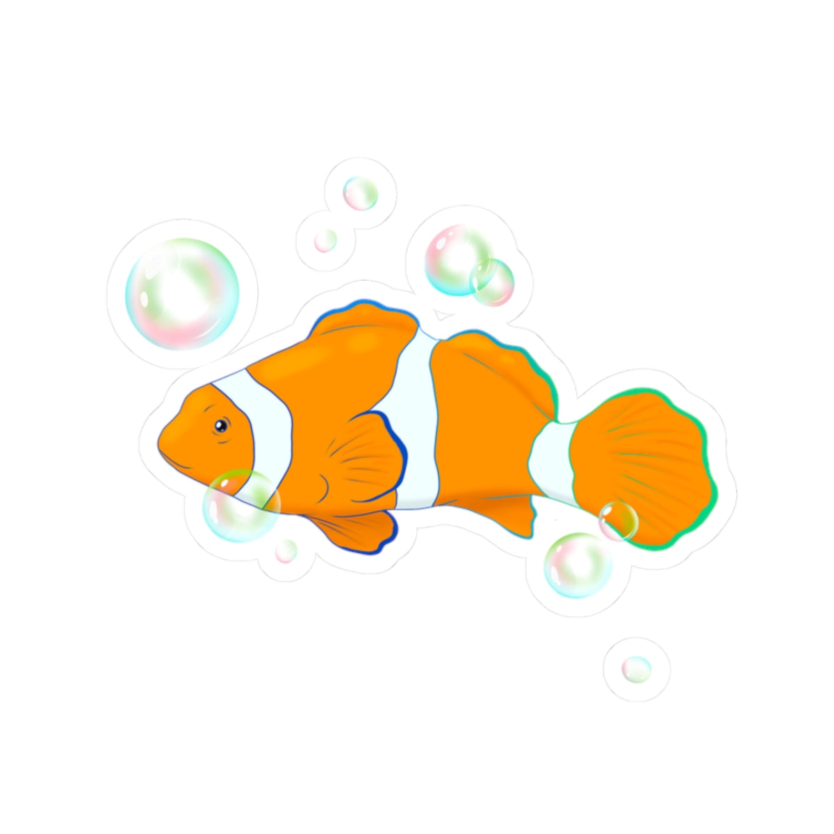 Clownfish Bubble Kiss-Cut Sticker — Cute Aquarium Fish Decal