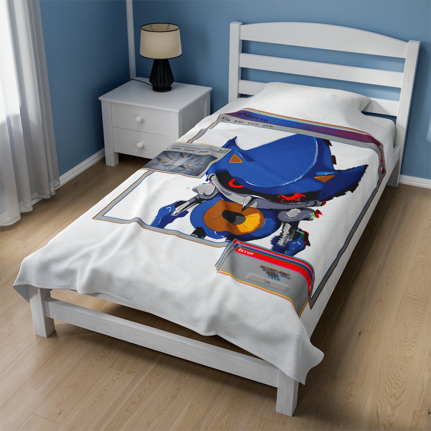 Hand Drawn "Hyper" Metal Sonic Plush Blanket - Black