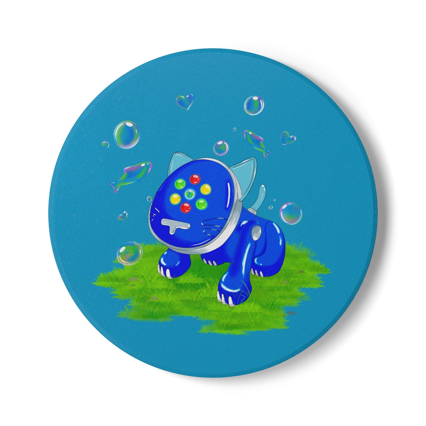 Bubbly iCat Ceramic Coaster
