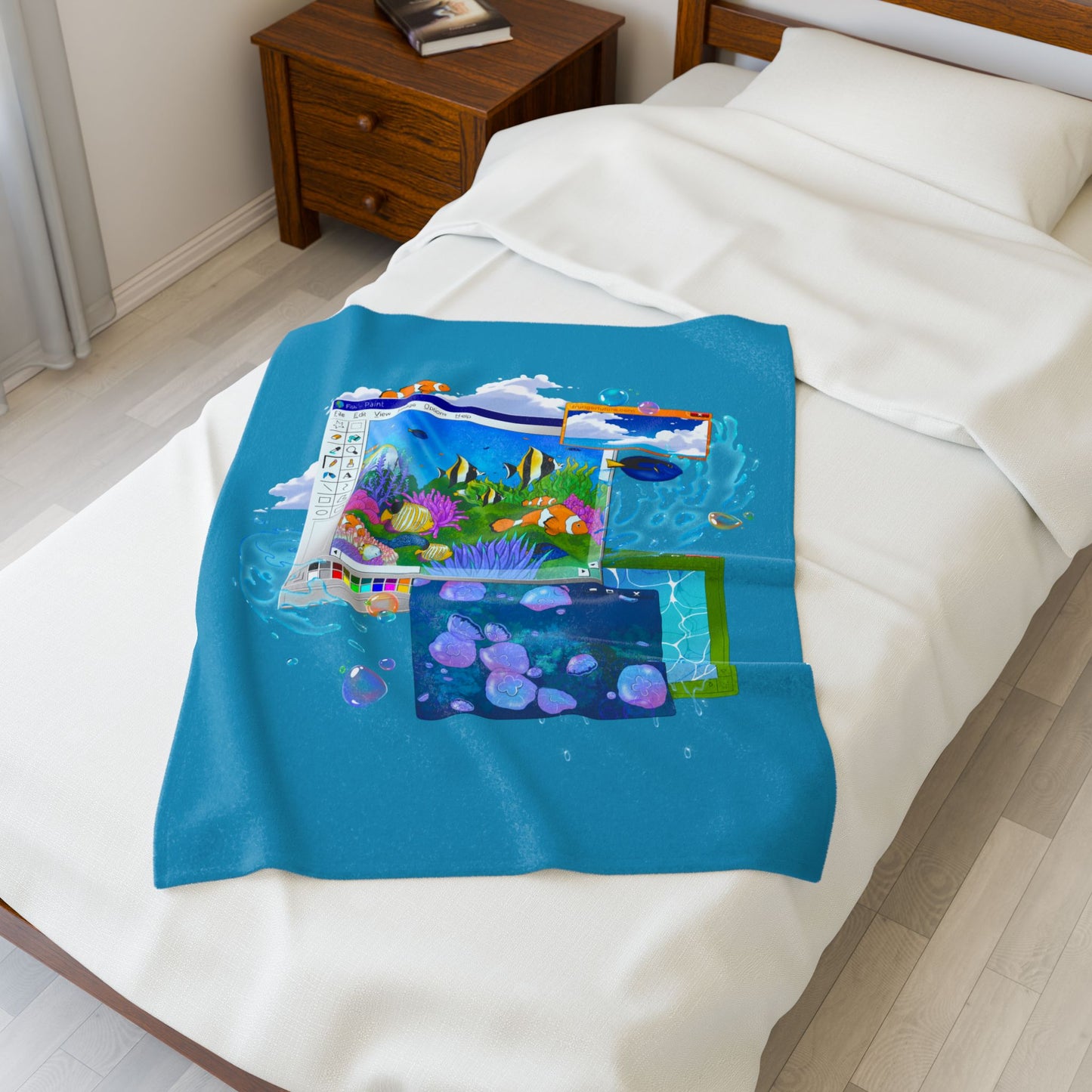 Aquatic Ambience Plush Blanket — Frutiger Aqua Art Velveteen Throw
